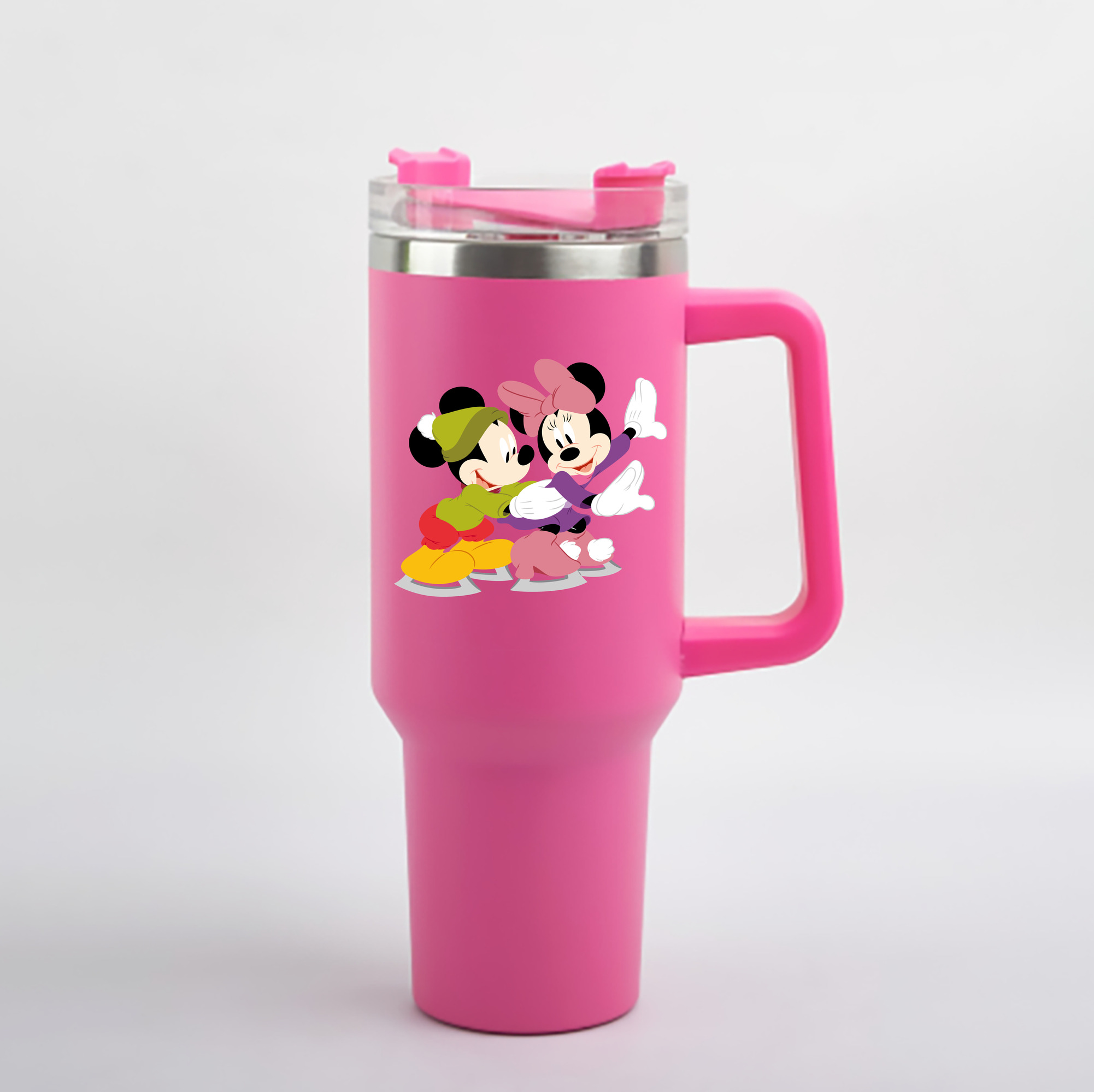 （画像用） ミッキーマウス Mickey Mouse 1200mL車用タンブラー - クリスタルステッカー（プラスチックストロー付き）